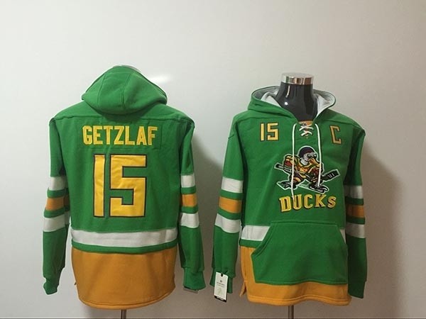 NHL Anaheim Ducks #15 Ryan Getzlaf Green All Stitched Hooded Sweatshirt