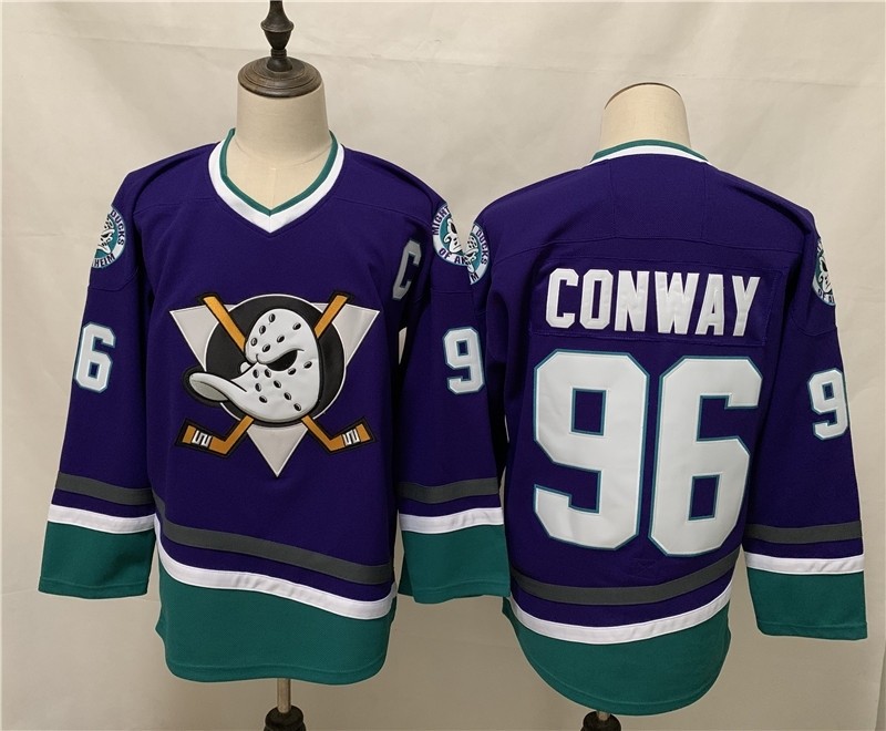 NHL Throwback Ducks #96 Charlie Conway Purple Reverse Retro Jersey