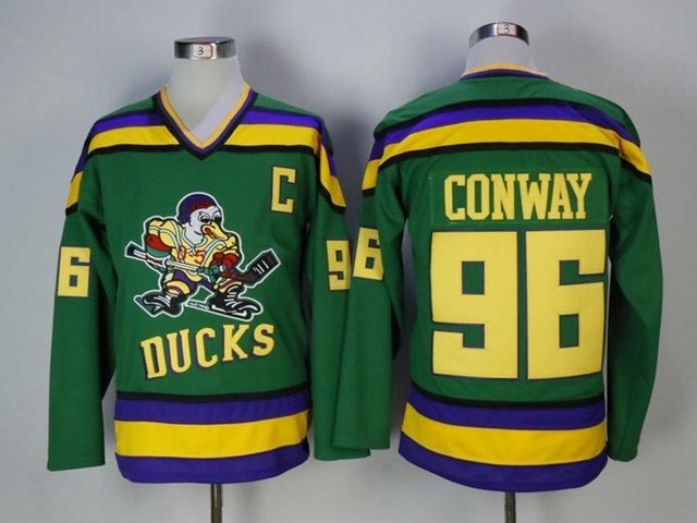 NHL Anaheim Mighty Ducks #96 Charlie Conway CCM Green Movie Jersey