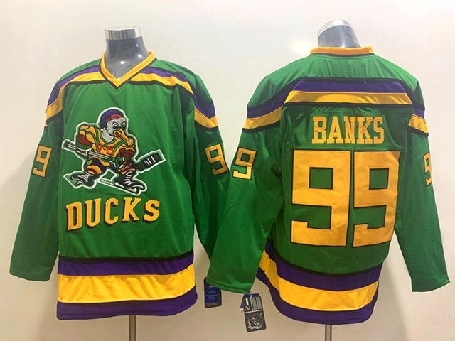 NHL Anaheim Mighty Ducks #99 Adam Banks CCM Green Movie Jersey