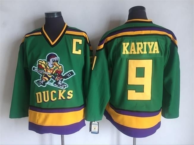 NHL Throwback Anaheim Ducks Paul Kariya #9 green Jersey