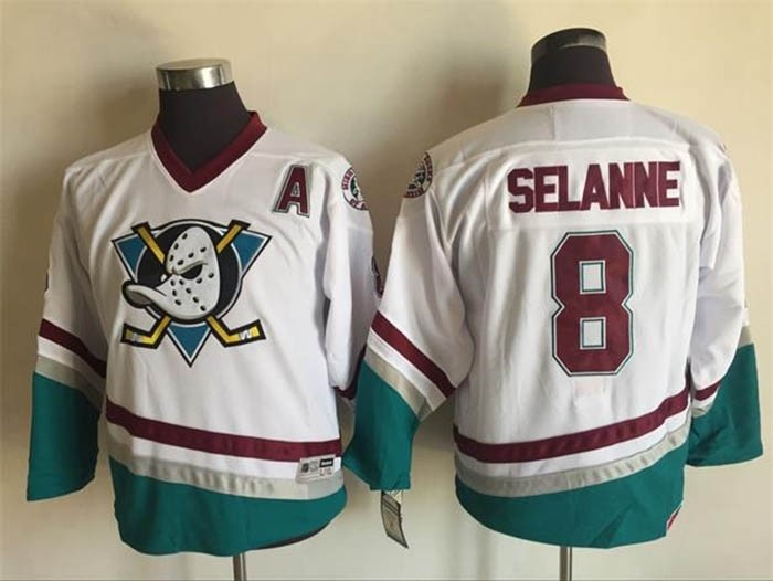 Youth Throwback Anaheim Ducks Teemu Selanne #8 White 1990's Home Jersey