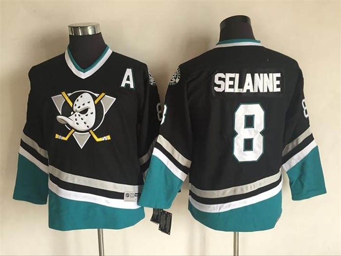 Youth Throwback Anaheim Ducks Teemu Selanne #8 Black 1990's Away Jersey