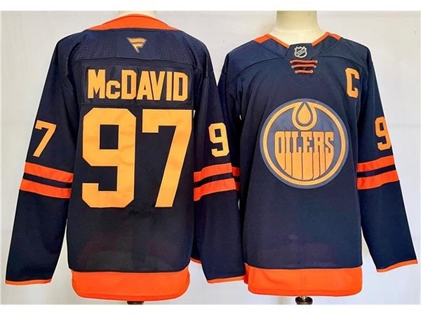 Men's Edmonton Oilers #97 Connor McDavid 2024 Alternate Navy Jersey