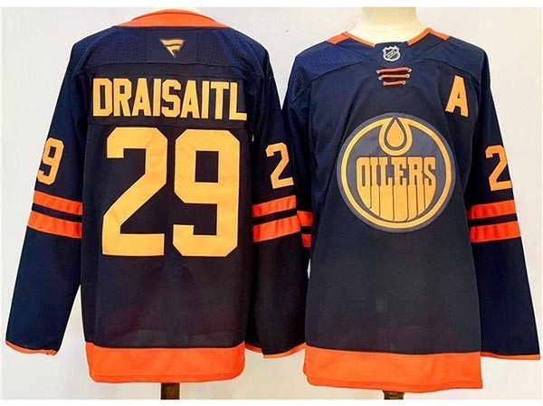 Men's Edmonton Oilers #29 Leon Draisaitl 2024-25 Alternate Navy Jersey