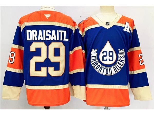 Men's Edmonton Oilers #29 Leon Draisaitl Royal Blue Heritage Classic 2024-25 Stitched Jersey