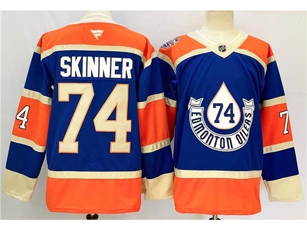 Men's Edmonton Oilers #74 Stuart Skinner Royal Blue Heritage Classic 2024-25 Stitched Jersey