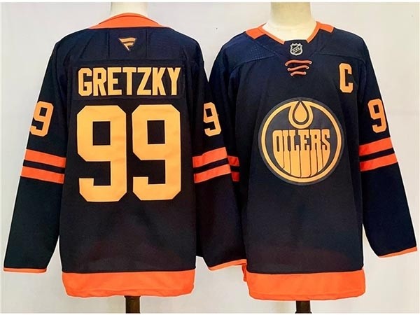 Men's Edmonton Oilers #99 Wayne Gretzky 2024-25 Alternate Navy Jersey