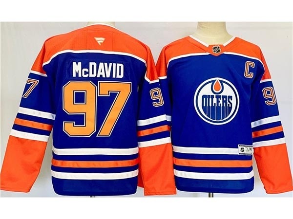 Youth Edmonton Oilers #97 Connor McDavid 2024 Royal Blue Jersey