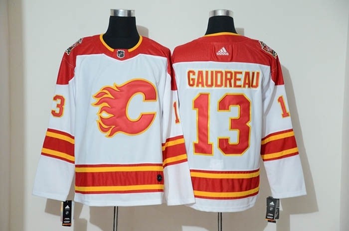 NHL Calgary Flames #13 Johnny Gaudreau White Adidas Reissue Jersey