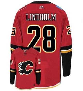 NHL Calgary Flames #28 Elias Lindholm Red Adidas Jersey