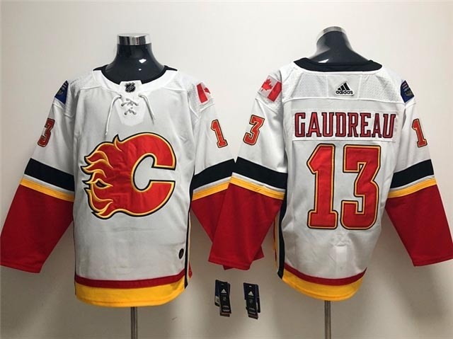 Men's Calgary Flames #13 Johnny Gaudreau White New Adidas Authentic Jersey