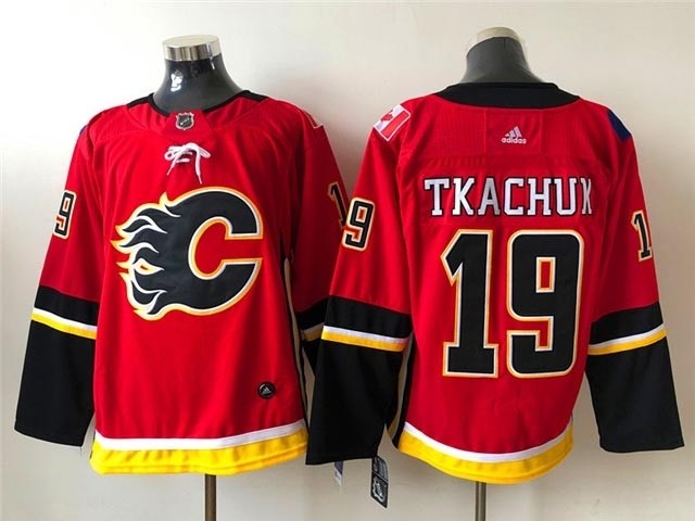 Men's Calgary Flames #19 Matthew Tkachuk Adidas Authentic Home Red Jersey