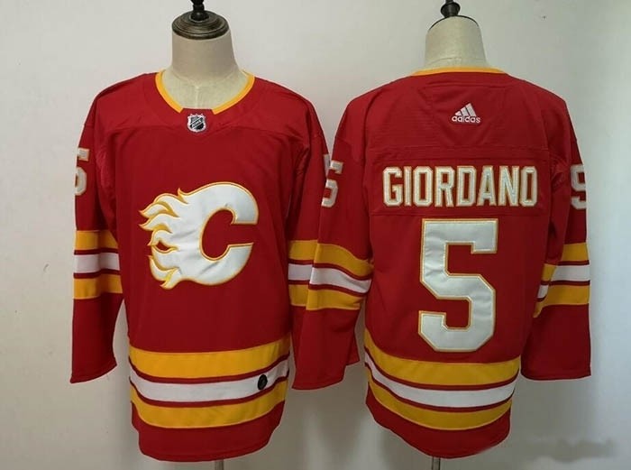 Women Calgary Flames #5 Mark Giordano Red Alternate Adidas Jersey