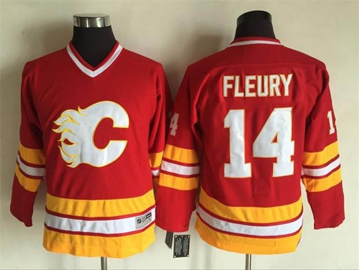 Youth Calgary Flames #14 Theoren Fleury Red Throwback CCM Jersey