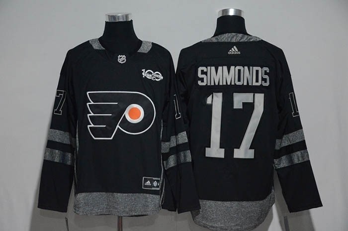 NHL Philadelphia Flyers #17 Wayne Simmonds Black 100th Centennal Classic Premier Jersey