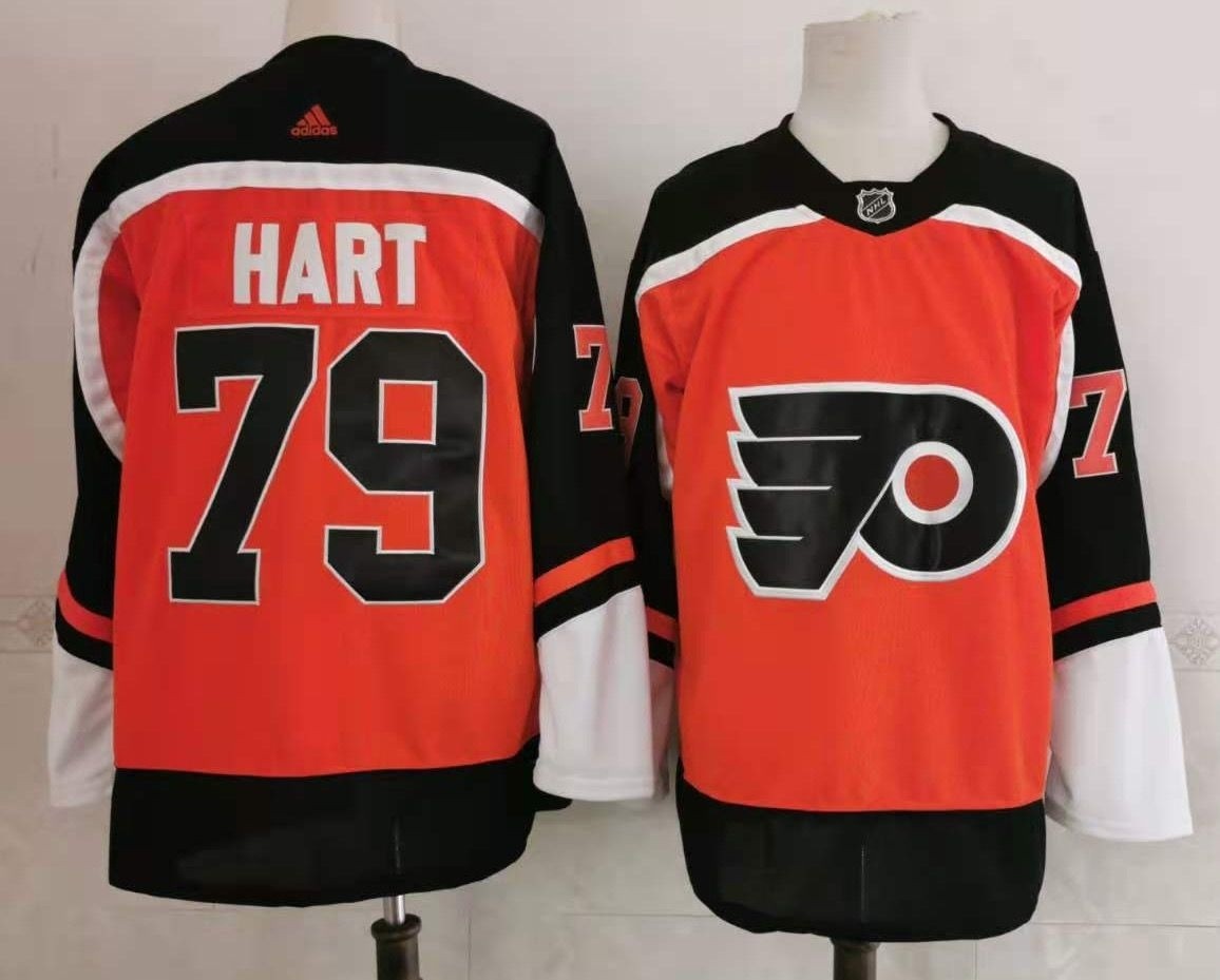 Philadelphia Flyers #79 Carter Hart Orange Men's Adidas 2020-21 Reverse Retro Alternate NHL Jersey