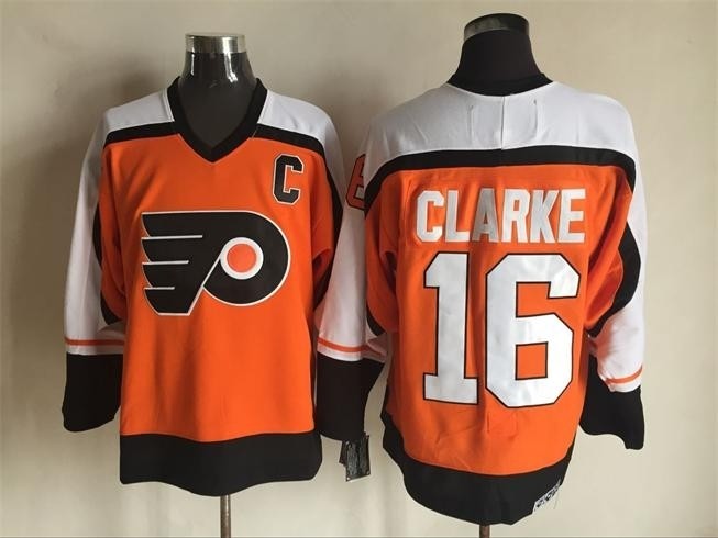 Men's Philadelphia Flyers #16 Bobby Clarke 1997-98 Orange CCM Throwback Jersey