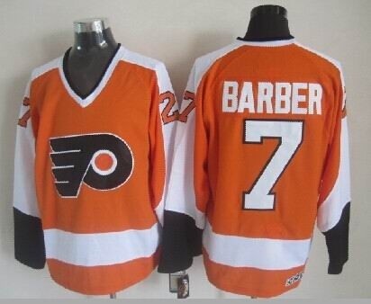 Men's Philadelphia Flyers #7 Bill Barber Orange Throwback CCM Jersey