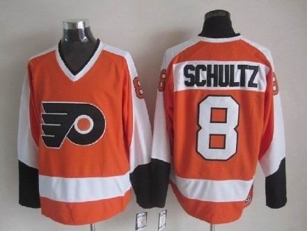 Men's Philadelphia Flyers #8 Dave Schultz Orange Throwback CCM Jersey