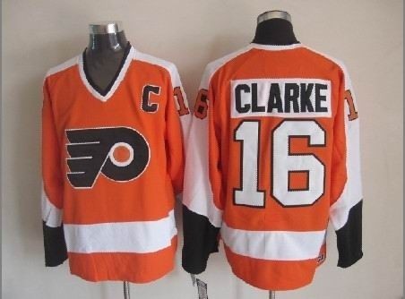 Men's Philadelphia Flyers #16 Bobby Clarke Orange Throwback CCM Jersey