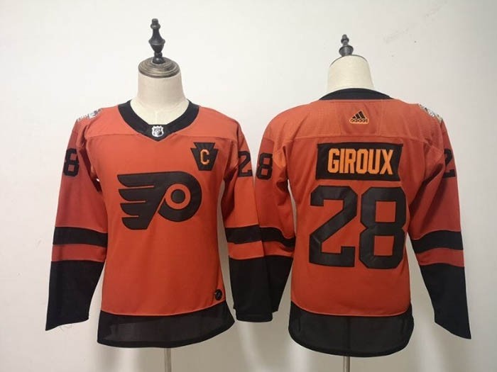 Women Philadelphia Flyers #28 Claude Giroux Orange 2019 Stadium Series Adidas jersey