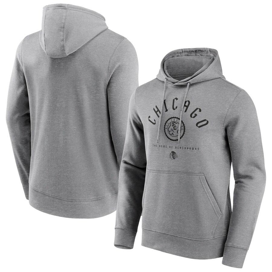 Men's Chicago Blackhawks College Stamp Sports Grey Hoodie