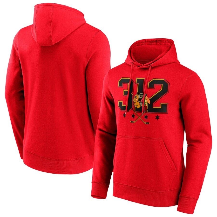 Men's Chicago Blackhawks Fanatics Branded Hometown Graphic 318 Red Hoodie