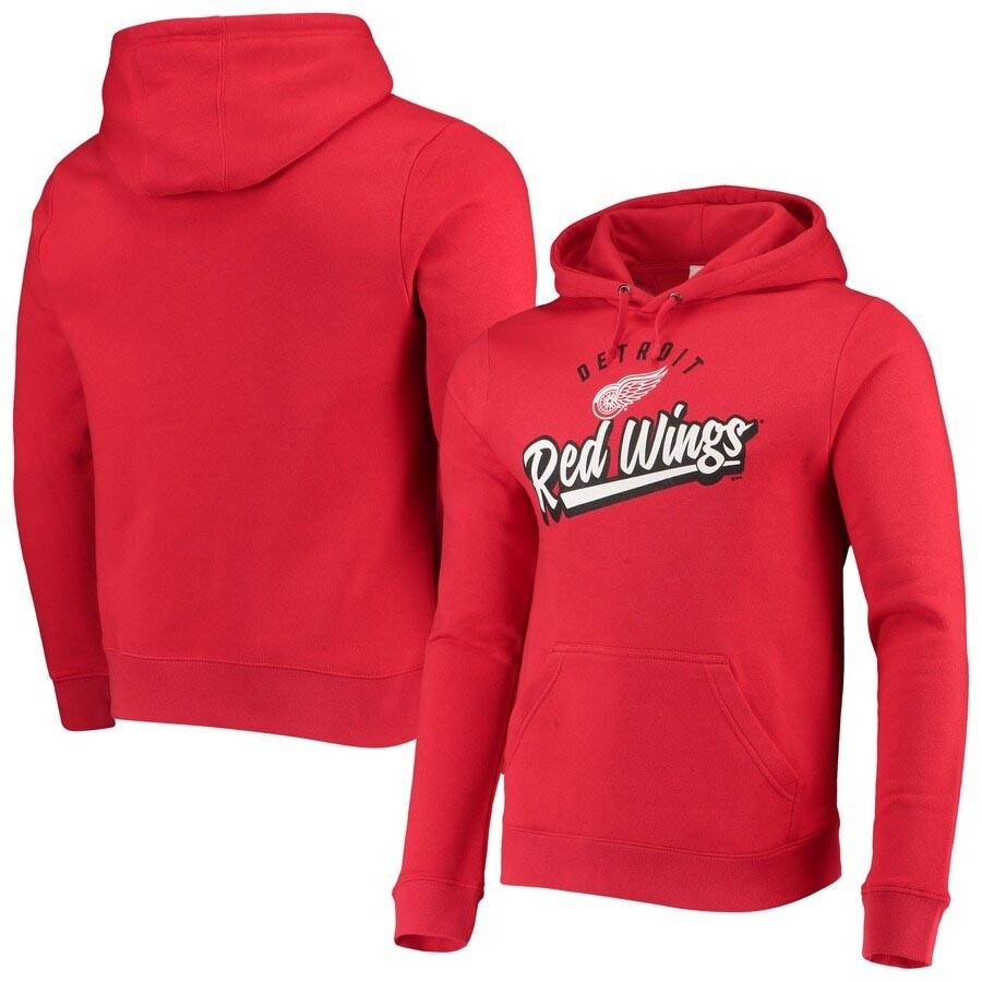 Men's Detroit Red Wings Script Wordmark Fanatics Branded Red Hoodie