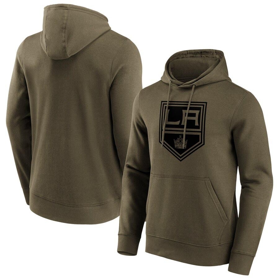 Men's Los Angeles Kings Fanatics Branded Iconic Preferred Logo Graphic Khaki  Hoodie