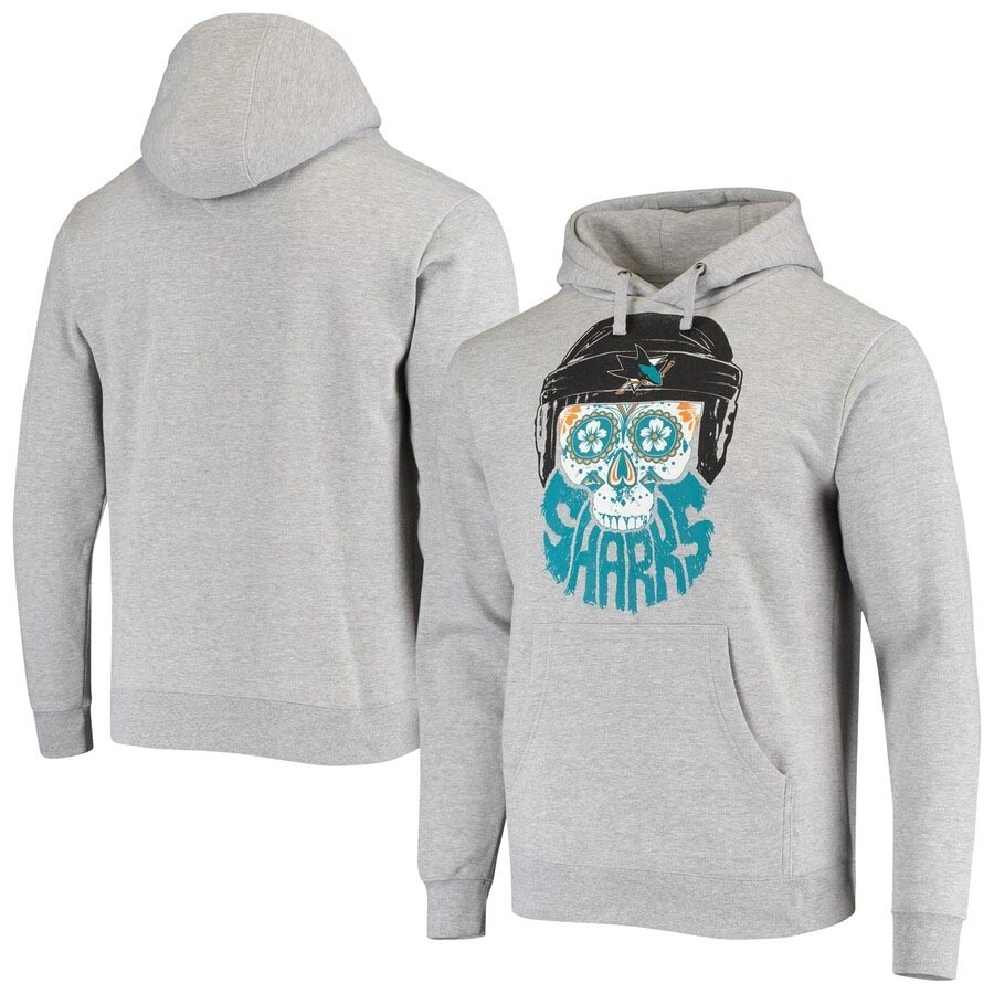 Men's San Jose Sharks Skull Beard Fanatics Branded Heathered Gray Pullover Hoodie