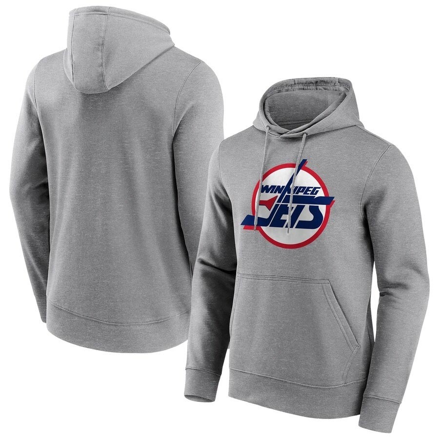 Men's Winnipeg Jets Fanatics Branded True Classics Vintage Graphic Sports Grey Hoodie