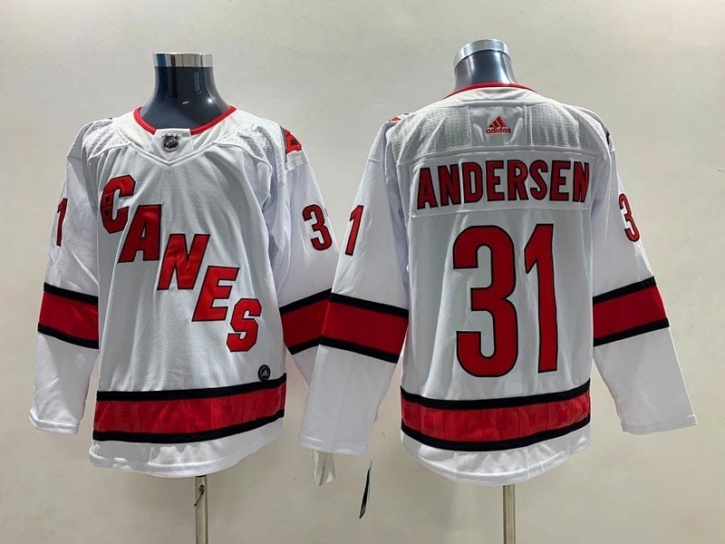 NHL Carolina Hurricanes #31 Frederik Andersen White Adidas Reissue Jersey