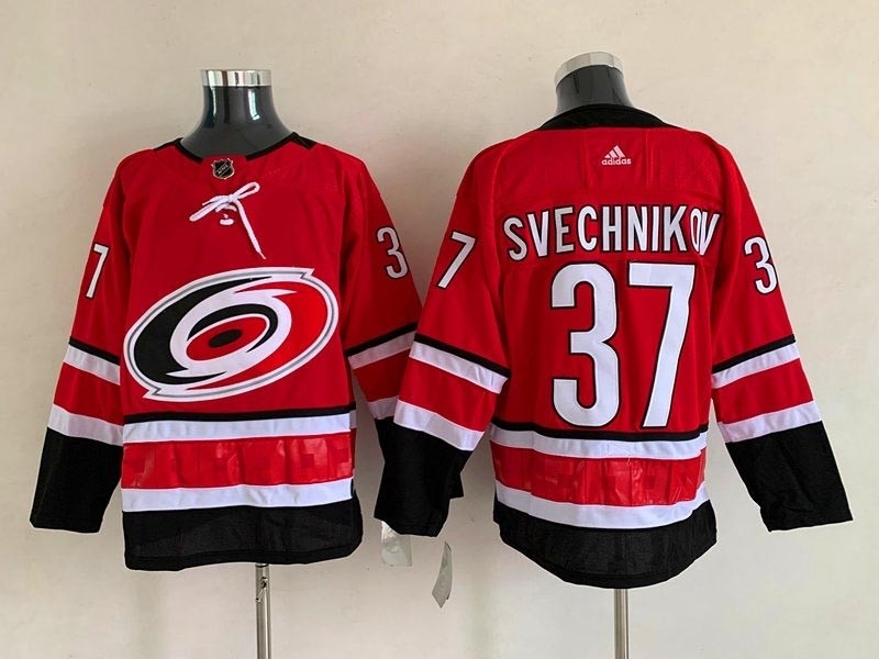 Carolina Hurricanes #37 Andrei Svechnikov Red Adidas Jersey