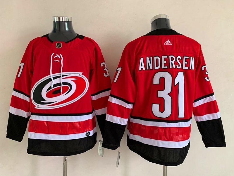 NHL Carolina Hurricanes #31 Frederik Andersen Red Adidas Jersey