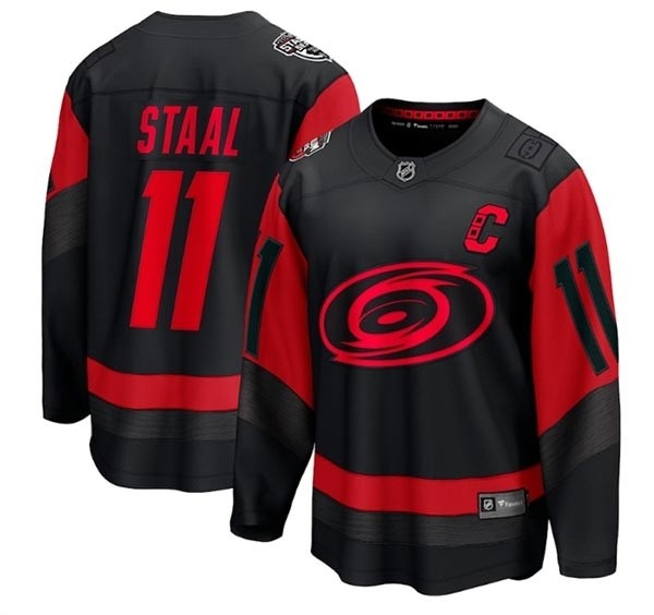 Men's Carolina Hurricanes #11 Jordan Staal Black Red 2023 Stadium Series Adidas Stitched Jersey