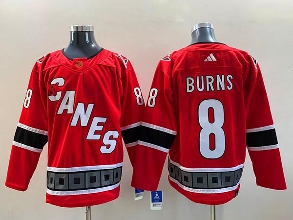 Men's Carolina Hurricanes #8 Brent Burns Red 2022-23 Reverse Retro Stitched Jersey