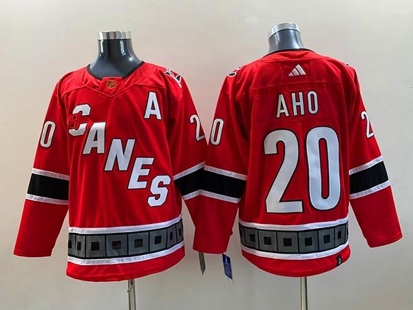 Men's Carolina Hurricanes #20 Sebastian Aho Red 2022-23 Reverse Retro Stitched Jersey