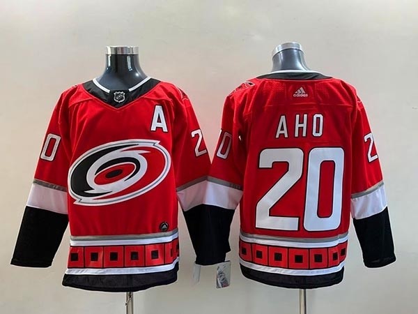 Men's Carolina Hurricanes #20 Sebastian Aho Red 2023 Adidas Jersey