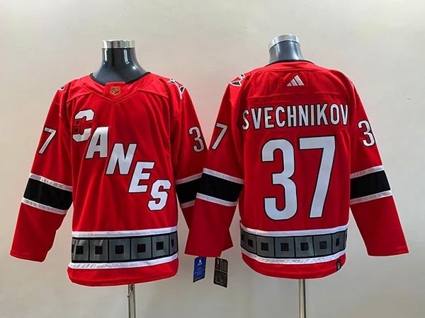 Men's Carolina Hurricanes #37 Andrei Svechnikov Red 2022-23 Reverse Retro Stitched Jersey