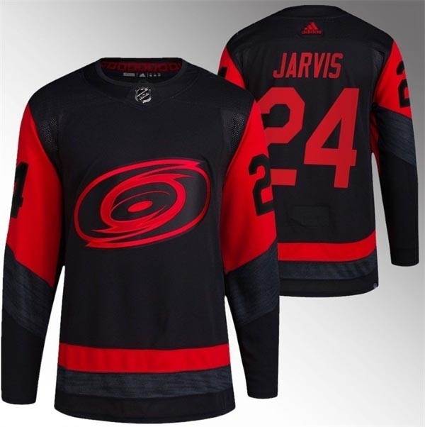 Men's Carolina Hurricanes #24 Seth Jarvis Black Red Stadium Series Adidas Stitched Jersey