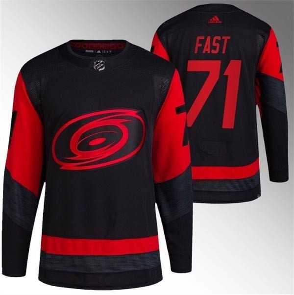 Men's Carolina Hurricanes #71 Jesper Fast Black Red Stadium Series Adidas Stitched Jersey