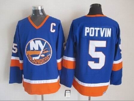 Men's New York Islanders #5 Denis Potvin Royal Blue Throwback CCM Jersey