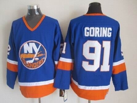 Men's New York Islanders #91 Butch Goring Royal Blue Throwback CCM Jersey