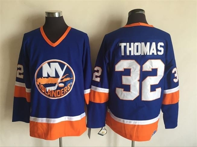 Men's New York Islanders #32 Steve Thomas Royal Blue Throwback CCM Jersey