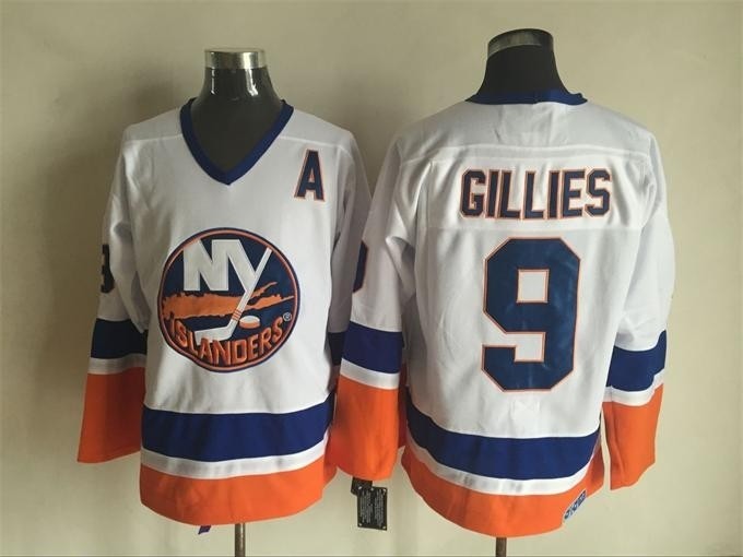 Men's New York Islanders #9 Clark Gillies White Throwback CCM Jersey