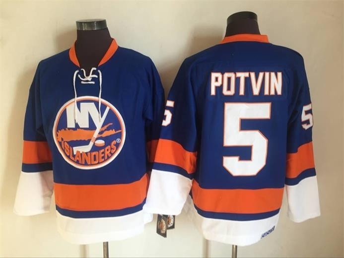 Men's New York Islanders #5 Denis Potvin Blue 3rd Throwback CCM Jersey