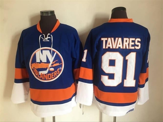 Men's New York Islanders #91 John Tavares Blue 3rd Throwback CCM Jersey