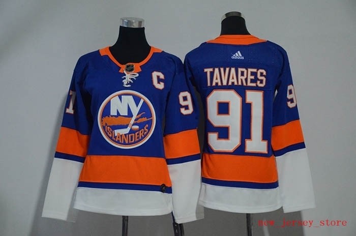 Women New York Islanders #91 John Tavares Blue Adidas Jersey