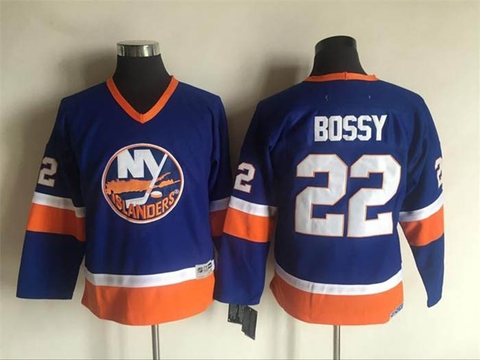 Youth New York Islanders #22 Mike Bossy Royal Blue Throwback CCM Jersey